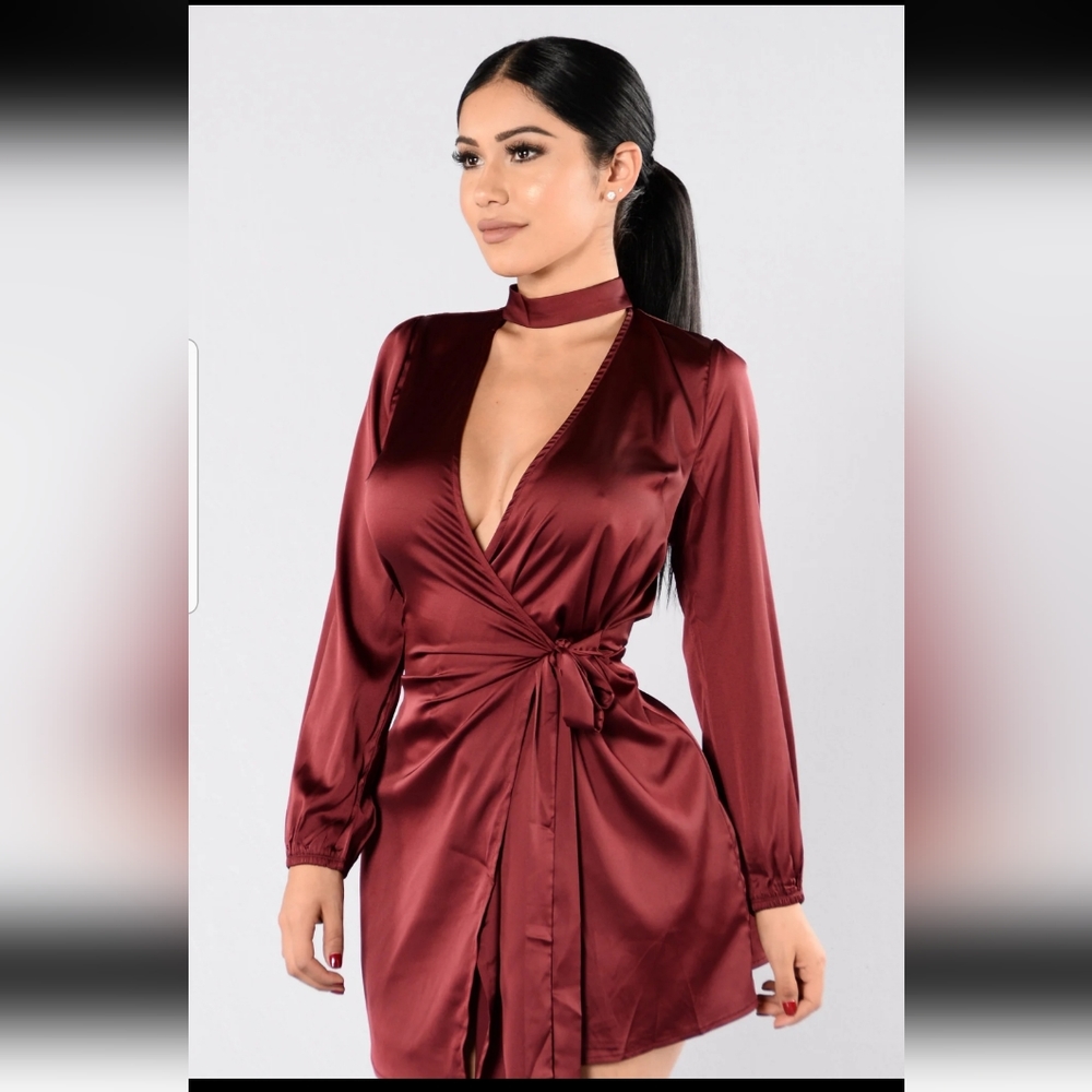 Satin burgundy dress
